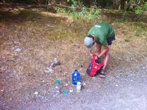 Aid Station #1 (6 liters of water stashed in the bushes)